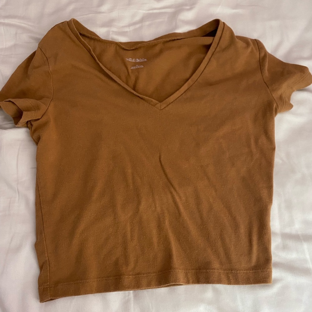 V-Neck Brown Wild Fable Crop Top